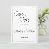 Eenvoudige zwart wit goud gestippelde lijn Save th Kaart (Staand voorkant)