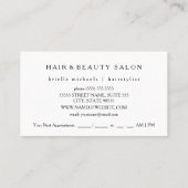 Eenvoudige zwart-wit gouden schaar Haarstylist Afsprakenkaartje (Achterkant)