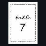 Eenvoudige zwart-wit grillige Lijst bruiloft Kaart<br><div class="desc">Begeleid uw gasten in stijl met deze Black and White Whimsical Lijst Table Number Kaart, een speels maar gepolijst detail voor uw huwelijksreceptie. Met een handgetekende golvende rand en een vet, eigenzinnig lettertype, voegt dit tabelnummer persoonlijkheid en charme toe aan elke tabelinstelling. Het minimalistische kleurenpalet is in zwart gedrukt op...</div>