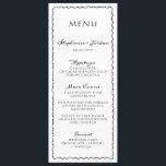 Eenvoudige zwart-wit grillige Lijst bruiloft Menu<br><div class="desc">Breng uw receptietafel tot leven met dit Black and White Whimsical Lijst Wedding Menu, ontworpen om te passen bij uw creatieve en eigenzinnige trouwsuite. Met een golvende, met de hand getekende rand en een vet, speels lettertype, voegt deze menukaart een vleugje charme en persoonlijkheid toe aan uw plaatsinstellingen. Gedrukt in...</div>