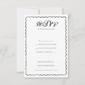 Eenvoudige zwart-wit grillige Lijst bruiloft RSVP Kaartje (Voorkant)