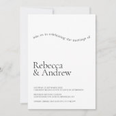 Eenvoudige zwart-wit grillige typografie bruiloft kaart (Voorkant)