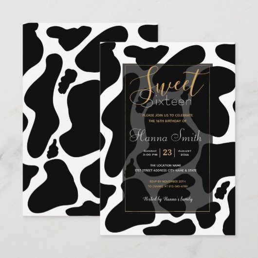 Eenvoudige zwart-wit Grote koeienvlekken Dierenpri Kaart (Voorkant / Achterkant)