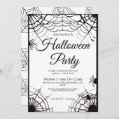 Eenvoudige zwart-wit Halloween uitnodiging (Voorkant / Achterkant)