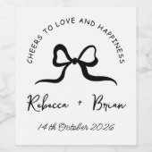 Eenvoudige Zwart & Wit Hand Getrokken Bow Sketch W Wijn Etiket (Enkel label)