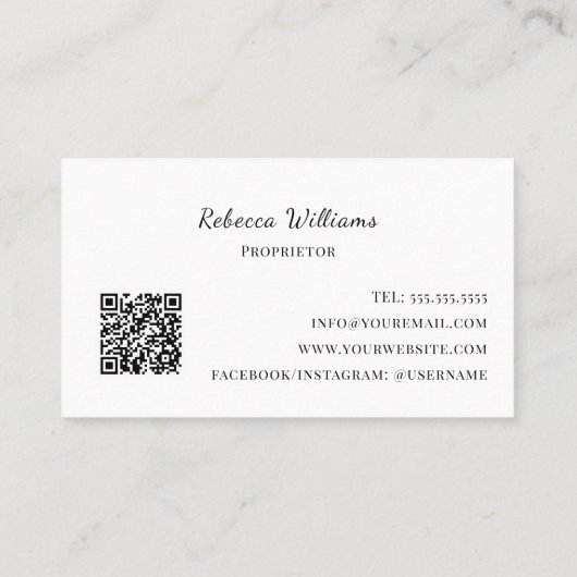 Eenvoudige zwart-wit Hand Made Soap QR-code Visitekaartje (Achterkant)