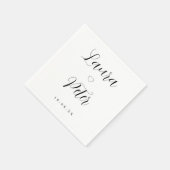 Eenvoudige zwart-wit hart bruiloft servet (Hoek)