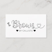 Eenvoudige Zwart Wit Harten Typografie Brows Visitekaartje (Voorkant)