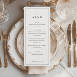 Eenvoudige zwart-wit huwelijksdiner menu