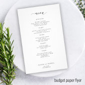 Eenvoudige zwart-wit huwelijksmenu voor een beperk flyer