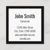 Eenvoudige zwart-wit Jouw naam en bedrijf Logo Vierkante Visitekaartje (Achterkant)