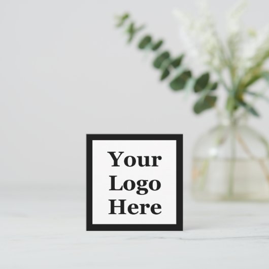 Eenvoudige zwart-wit Jouw naam en bedrijf Logo Vierkante Visitekaartje (Staand voorkant)