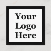 Eenvoudige zwart-wit Jouw naam en bedrijf Logo Vierkante Visitekaartje (Voorkant)