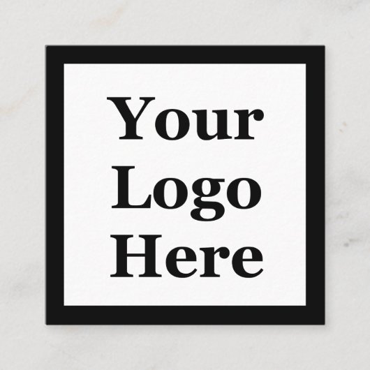 Eenvoudige zwart-wit Jouw naam en bedrijf Logo Vierkante Visitekaartje (Voorkant)