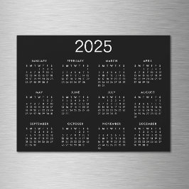 Eenvoudige zwart-wit kalender 2025