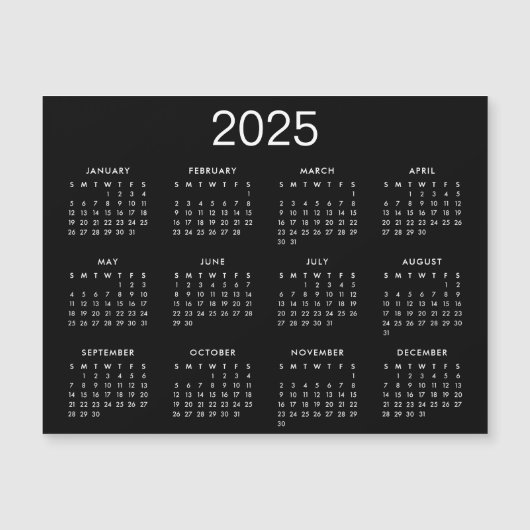 Eenvoudige zwart-wit kalender 2025 (Voorkant)