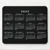 Eenvoudige zwart-wit kalender 2025 muismat (Voorkant)