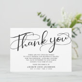 Eenvoudige zwart-wit kalligrafie begrafenis bedankkaart (Staand voorkant)