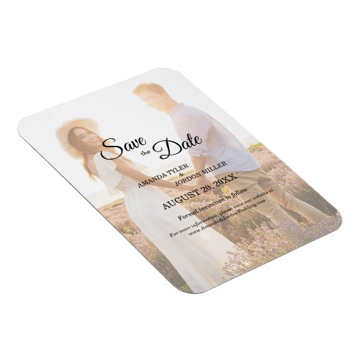 Eenvoudige zwart-wit kalligrafie Bewaar de datum f Magneet (Rechterzijde)