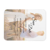 Eenvoudige zwart-wit kalligrafie Bewaar de datum f Magneet (Horizontaal)