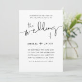 Eenvoudige zwart-wit kalligrafie bruiloft kaart (Staand voorkant)