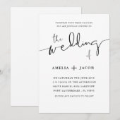 Eenvoudige zwart-wit kalligrafie bruiloft kaart (Voorkant / Achterkant)