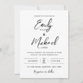 Eenvoudige zwart-wit kalligrafie bruiloft kaart (Voorkant)