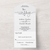 Eenvoudige zwart-wit kalligrafie Elegante bruiloft All In One Uitnodiging (Binnen)