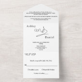 Eenvoudige zwart-wit kalligrafie Elegante bruiloft All In One Uitnodiging (Binnen)