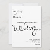 Eenvoudige zwart-wit kalligrafie Elegante bruiloft Kaart (Voorkant)