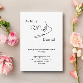 Eenvoudige zwart-wit kalligrafie Elegante bruiloft Kaart