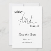 Eenvoudige zwart-wit kalligrafie Elegante bruiloft Save The Date (Voorkant)