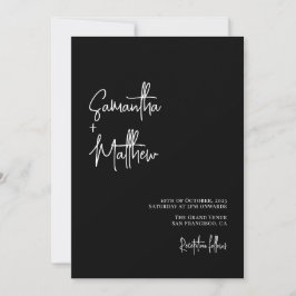 Eenvoudige zwart-wit kalligrafie Moody Wedding Kaart