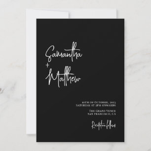 Eenvoudige zwart-wit kalligrafie Moody Wedding Kaart