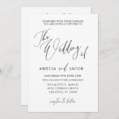 Eenvoudige zwart-wit kalligrafie QR Code Wedding Kaart (Voorkant / Achterkant)