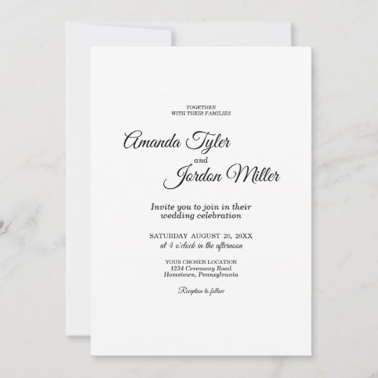 Eenvoudige zwart-wit kalligrafie trouwfoto kaart (Voorkant)