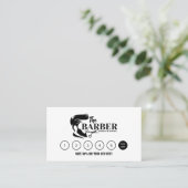 Eenvoudige zwart-wit kapper stylist shop patroon klantenkaartje (Staand voorkant)