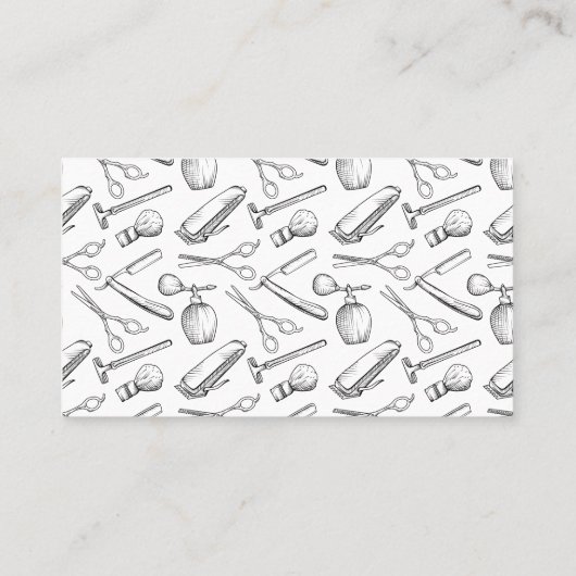 Eenvoudige zwart-wit kapper stylist shop patroon klantenkaartje (Achterkant)