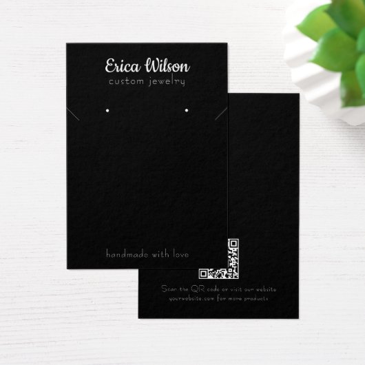 Eenvoudige Zwart & Wit Ketting Oorbel Display kaar Visitekaartje (Bureau)