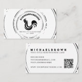 Eenvoudige Zwart Wit Kip QR Code Visitekaartje (Voorkant / Achterkant)