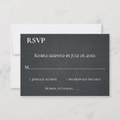 Eenvoudige zwart-wit klassevolle moderne bruiloft RSVP kaartje (Voorkant)