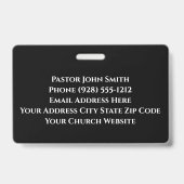 Eenvoudige zwart wit kruis omtrek kerk badge (Achterkant)