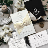 Eenvoudige zwart-wit  kuif Elegante bruiloft Kaart