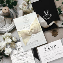 Eenvoudige zwart-wit kuif Elegante bruiloft