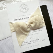 Eenvoudige zwart-wit kuif Elegante bruiloft Kaart