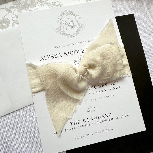 Eenvoudige zwart-wit  kuif Elegante bruiloft Kaart