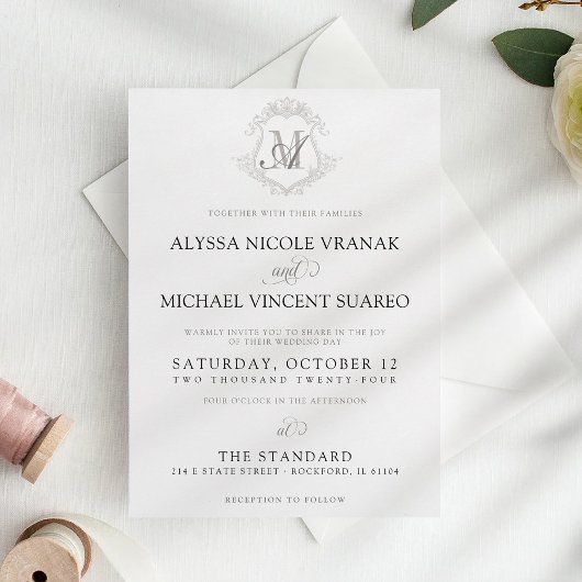 Eenvoudige zwart-wit  kuif Elegante bruiloft Kaart