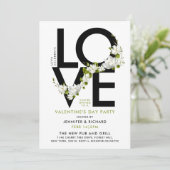 Eenvoudige zwart-wit liefde script foto bloemig kaart (Staand voorkant)