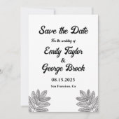 Eenvoudige zwart-wit loof rustieke herfst bruiloft save the date (Voorkant)