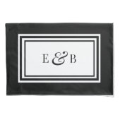 Eenvoudige zwart-wit Luxe Monogram Initialen Kussensloop (Voorkant)